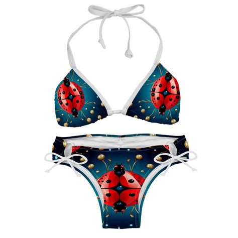 Seven Starred Ladybird Detachable Sponge Adjustable Strap Bikini Set Swim Wear Pack Beach