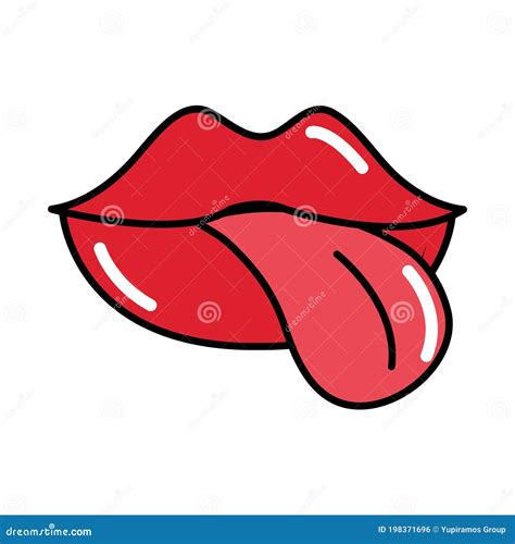 Female Mouth Tongue Out Pop Art Comic Style Flat Icon Stock Vector