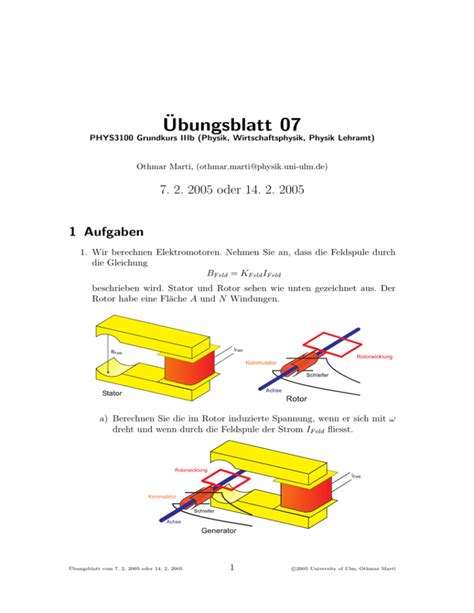 Uebungsblatt Fuer Phys Grundkurs Iiib