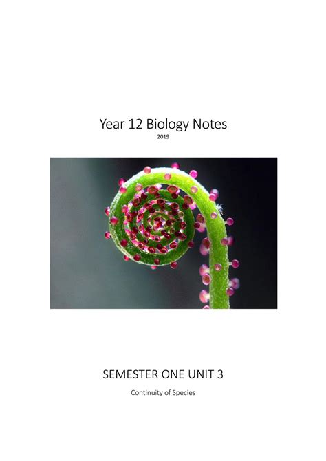 Year 12 Biology Notes Unit 3 Biology Year 12 Wace Thinkswap