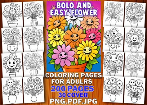 200 Bold And Easy Flower Coloring Pages Graphic By Kdp Pro Design
