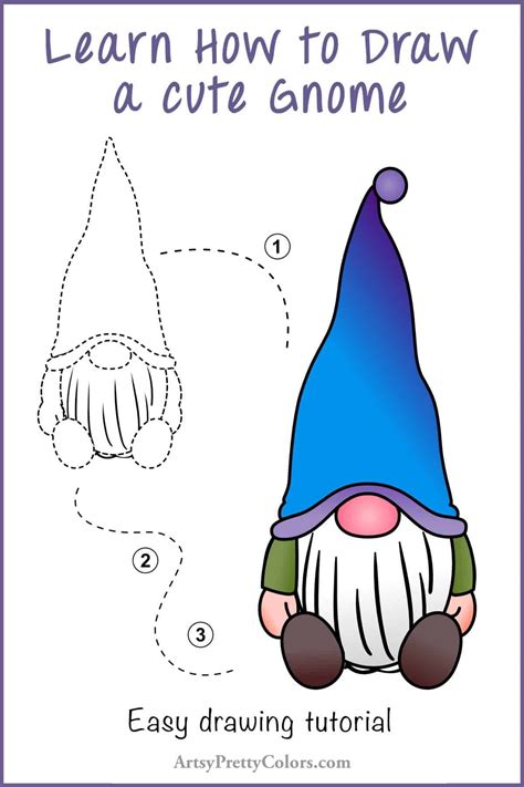 How To Draw A Gnome -Step By Step Tutorial | Easy christmas drawings