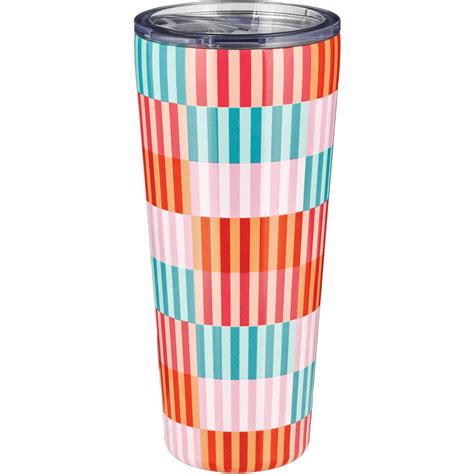 Destination Holiday Cabana Stripes Stainless Steel Summer Tumbler