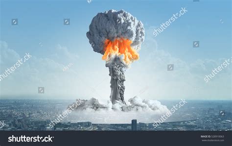 The Explosion Of A Nuclear Bomb In The City Stock Photo 528910063
