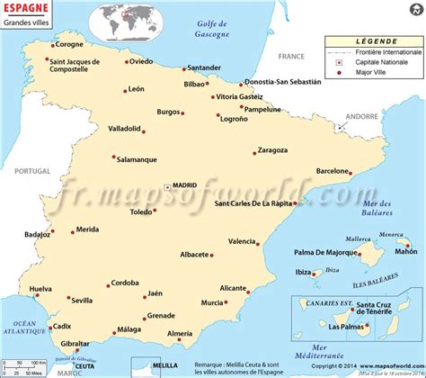 villes en espagne carte de lespagne villes