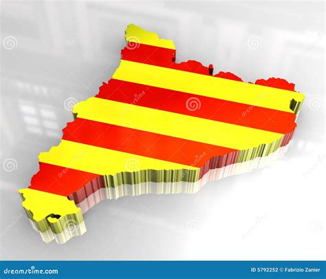 3d Flag Map Of Catalonia Stock Illustration Illustration Of Gold 5792252