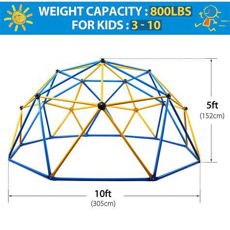 Jugader 10FT Geometric Dome Climber With Swing And Hammock Climbing