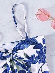 SHEIN Swim Vcay Floral Print Knot Front Bikini Swimsuit SHEIN USA