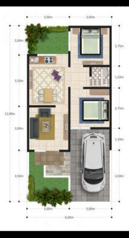 The Floor Plan For A House With Two Cars Parked In Front And One Car