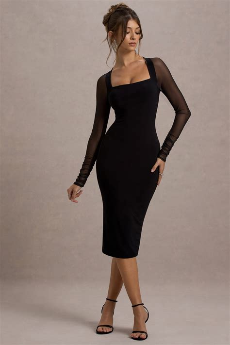Black Dress With Sleeves Knee Length