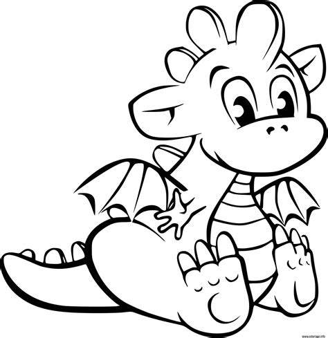 Coloriage Bebe Dragon Facile Adorable Jecolorie