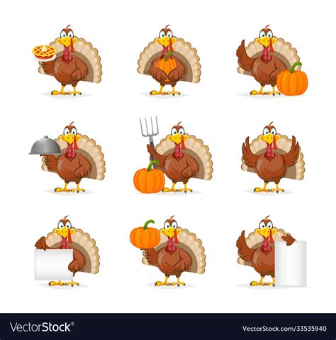 Happy Thanksgiving Day Funny Turkey Bird Vector Image