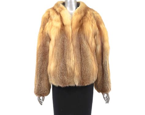 S P P P Real Red Fox Fur Coat Jacket Shorter Length Copper Ivory