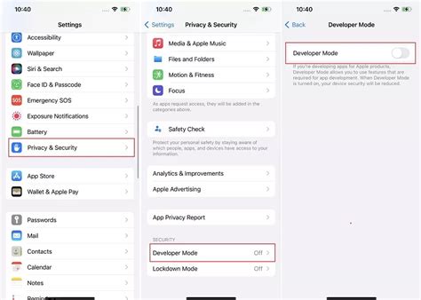 click fix iphone developer mode  showing  ios  beta