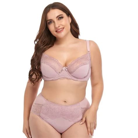 Plus Size Womens Lingerie Set Sexy Lace Matching Breathable Bra And Panty Set Panties And Big