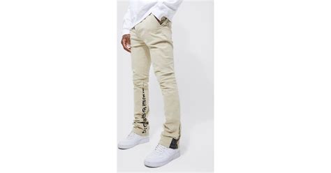 Boohooman Elastic Waist Skinny Flare Trouser With Gusset In White For Men Lyst