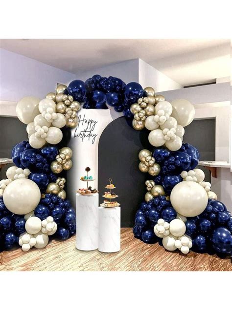 118pcs Blue Balloon Garland Kit White And Blue And Navy Blue And Gold