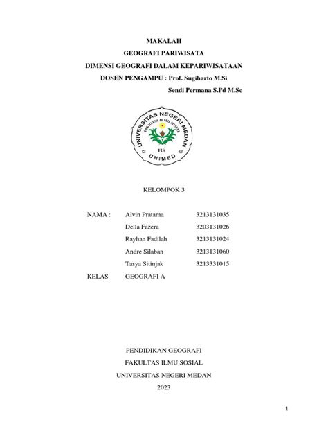Makalah Ke 2 Geografi Pariwisata Pdf Perjalanan