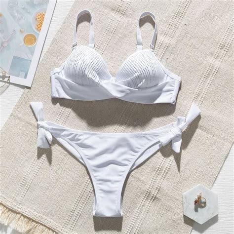 Bikini brésilien Triangle MAILLOT DE BAIN Type X SW Couleur Blanc Taille basse