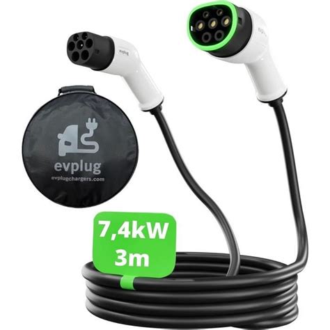 Evplug Câble de Recharge pour Voitures électriques EV Type 2 Type 2