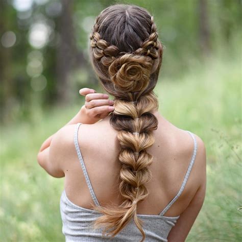 4 Strands Pull Through Rosette Braided Hairstyle