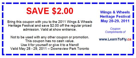 Wings and Wheels Festival Discount Coupon 2011