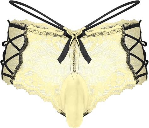 Buy Alvivi Mens Sissy Micro G String Thong Panties Sheer Mesh Floral Lace Bikini Briefs