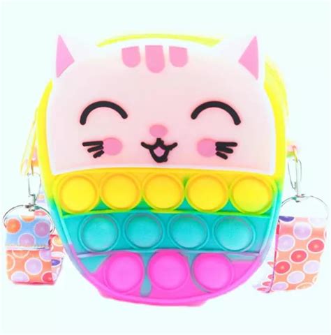 Bolsa Infantil Pop It Carinha De Gatinho Arco Iris Rosa Parcelamento