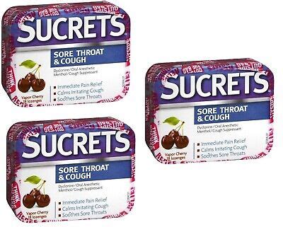 Sucrets Lozenges For Sore Throat Cough Vapor Cherry Count X