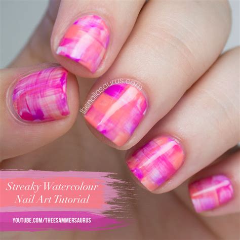 Video Streaky Watercolour Nail Art Tutorial The Nailasaurus Uk Nail Art Blog