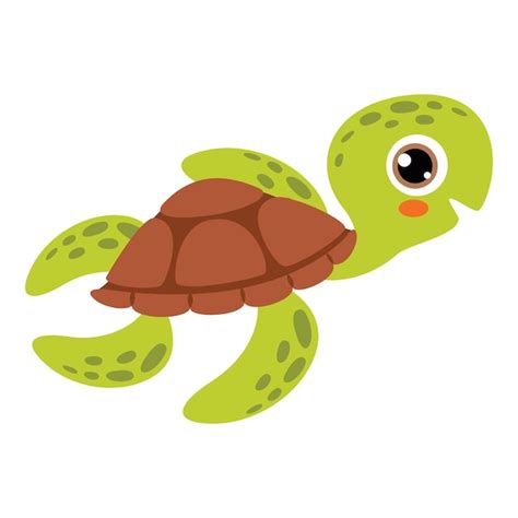 Dibujo De Dibujos Animados De Una Tortuga Marina Vector Premium