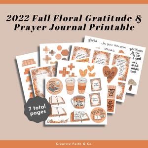 Fall Prayer & Gratitude Journal Floral Bible Journaling Printable Kit ...