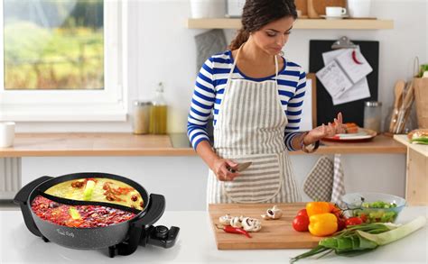 Food Party Hot Pot Electric Hotpot With Divider Shabu Shabu Hot Pot Non Stick Quart Large