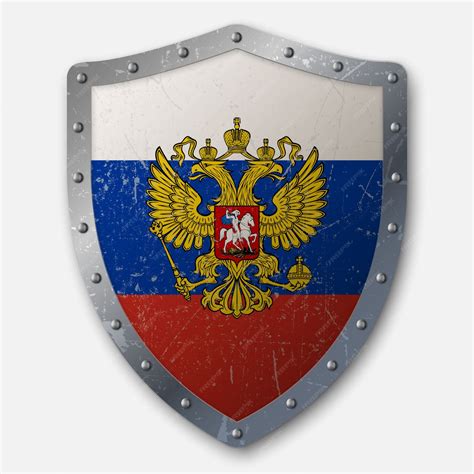 Старый щит с флагом россии | Премиум векторы