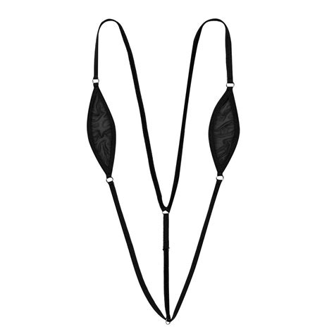 Sxiwei Womens One Piece Sheer Sling Shot Lingerie Y Back Mini Micro Thong Bikini Swimsuit Black