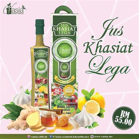 Vasia Jus Khasiat Lega Minuman Kolestrol Cuka Epal Madu Lemon 260ml