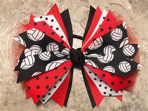 Volleyball Hair Bow Volleyball Bow Volleyball Ponytail Bow Etsy