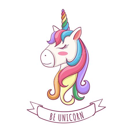 Ilustración Vectorial De Cabeza Linda Unicornio Con Arco Iris De Pelo