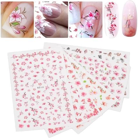 Autocollant Et Pochoir Pour Nail Art Feuilles Stickers Ongles Fleurs