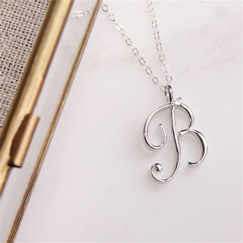 Letter B Initial Necklace Cursive B Initial Etsy