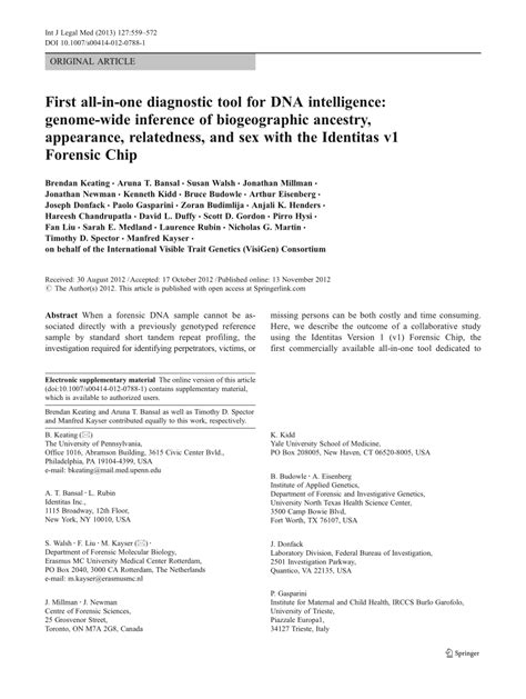 Pdf First All In One Diagnostic Tool For Dna Intelligence Genome