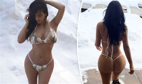 Kim Kardashian Strips Down To Skimpy Fur Bikini For Snow Photo Shoot