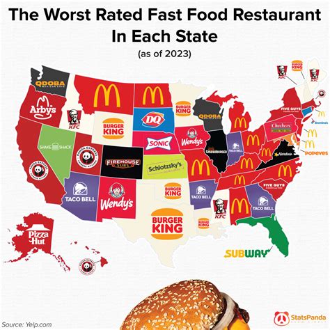 The Worst Rated Fast Food Restaurant In Each State Maps On The Web