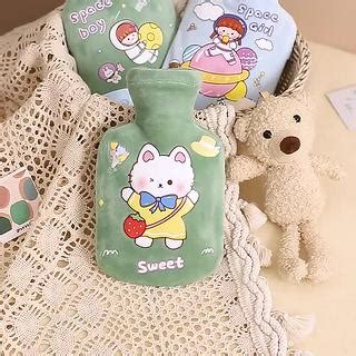 Hot Water Bag With Plush Cloth Hot Compress Stomach Hot Water Bag Lovely Water Filling Bag