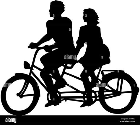 Tandem Couple Silhouette Black And White Stock Photos Images Alamy