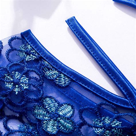 New Arrival Women Sexy Lingerie Lace Sensual Women S Underwear Blue Flowers Embroidery