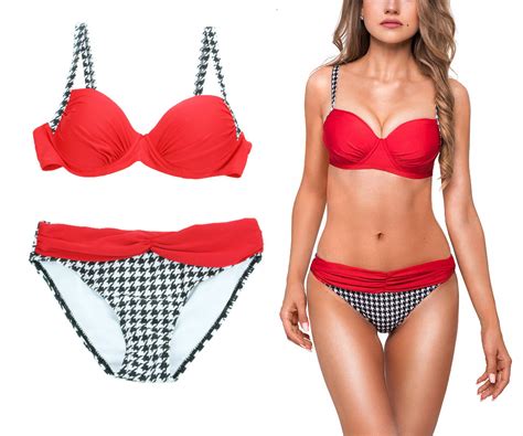 STRÓJ KĄPIELOWY DWUCZĘŚCIOWY BIKINI WYSZCZUPLAJĄCY DAMSKI CZEROWNY