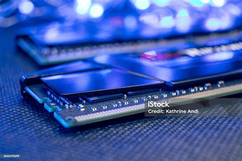 Ddr4 Dram Computer Memory Hardware Chipset In Blue Stock Photo