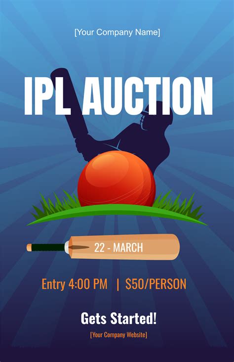 Ipl Auction Poster Template Edit Online And Download Example