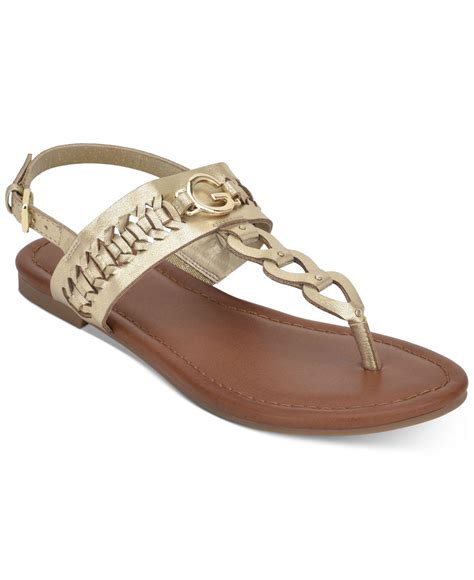 Guess Gbg Los Angeles Lovey Flat Sandals In Metallic Lyst